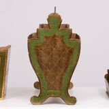 Set of 3 florentine newspaper rack, letter holder, paper basket 1960s italy