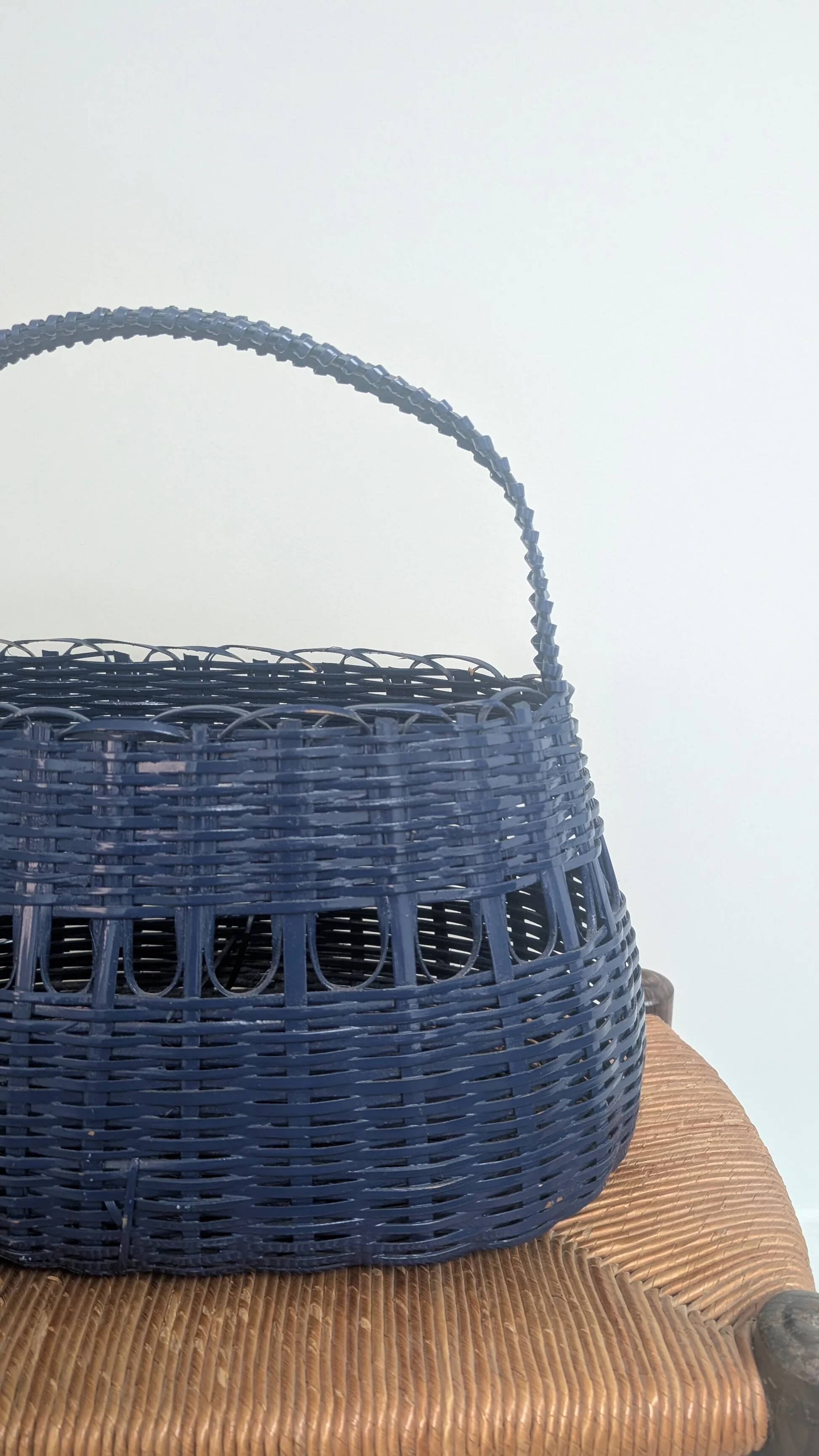 Blue wicker basket