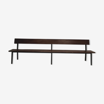 Vintage XL solid wood bench with black steel frame
