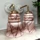 Pair of marbled pink opaline wall lights