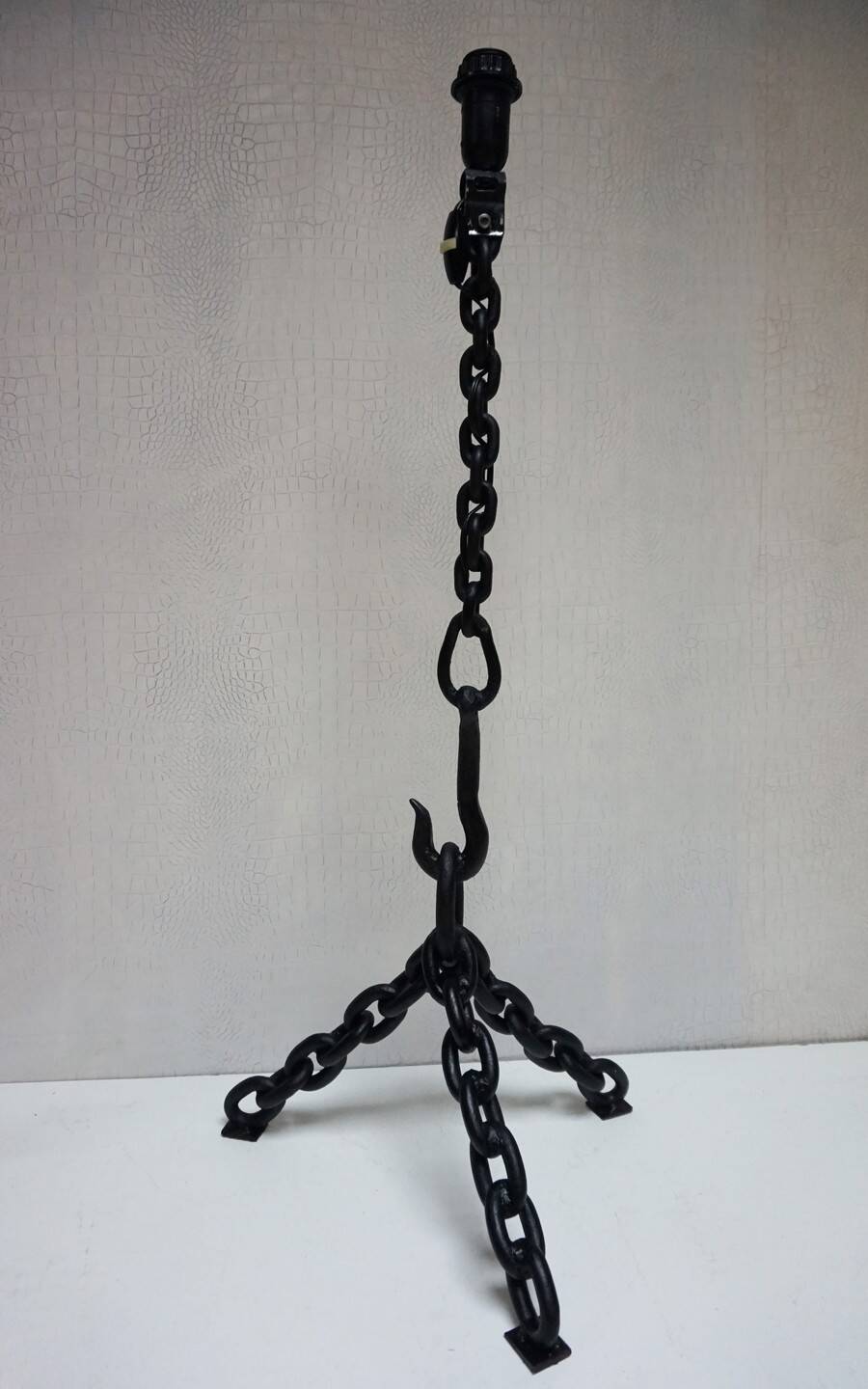 Franz West Style Vintage Brutalist Nautical Iron Chain Floor Lamp, 1970s