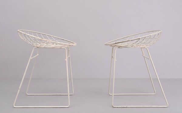 Tabouret en fil Pastoe KM05 Cees Braakman années 1950 Hollande