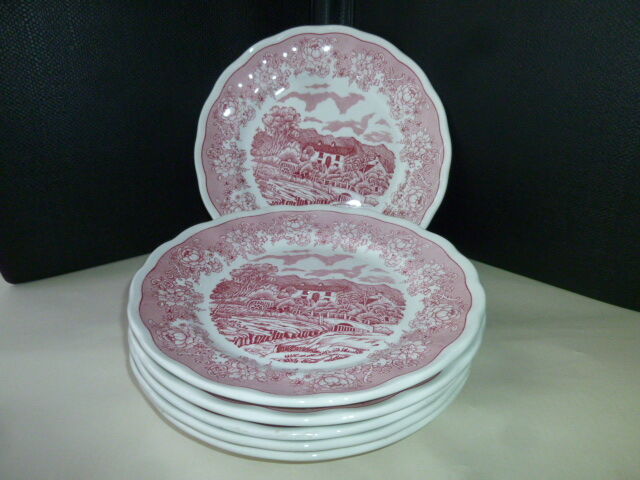 Set of 6 Italian ceramic dessert plates Swiss Landscape