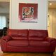 Set convertible leather sofa and footrest Natuzzi