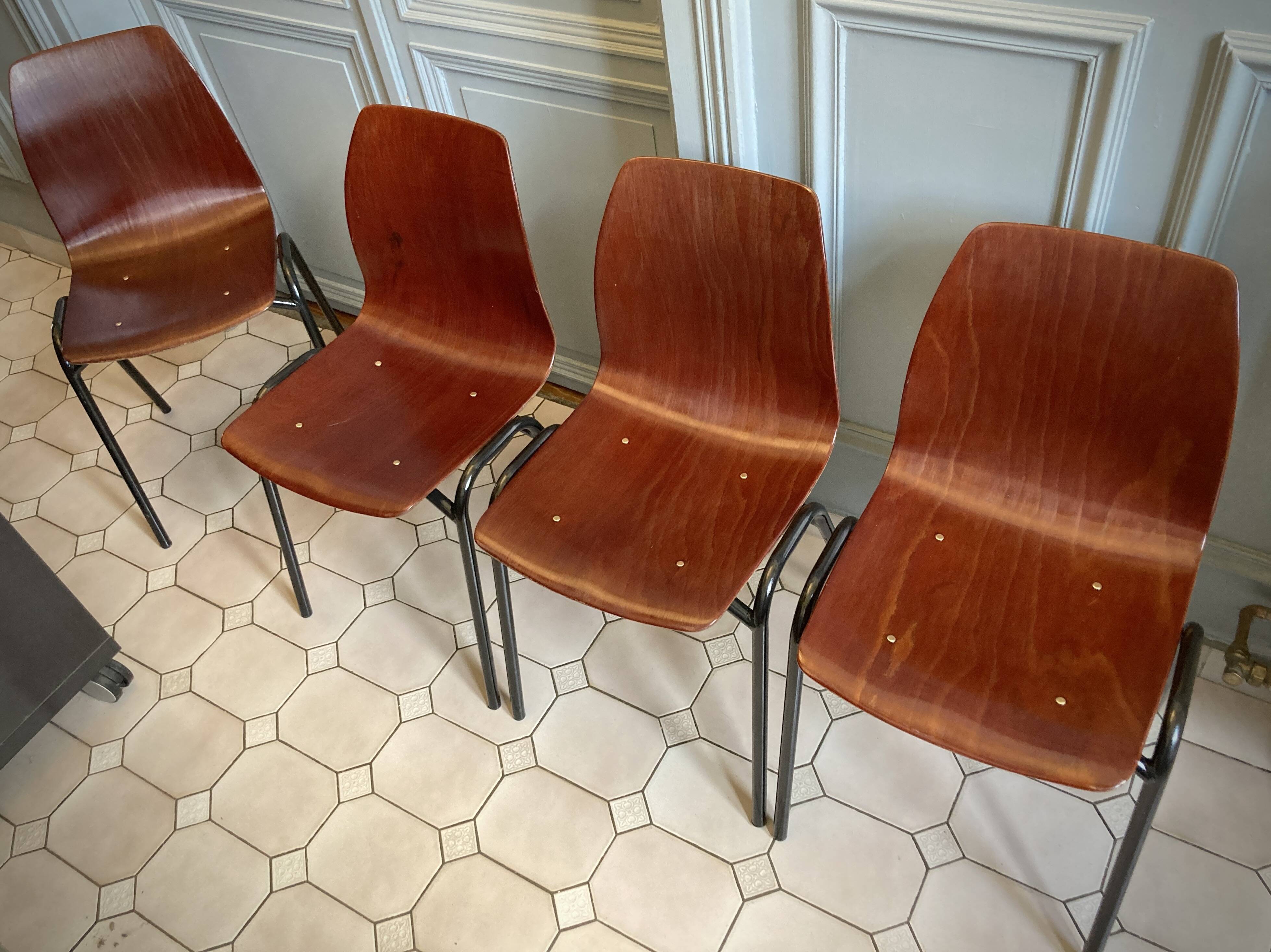 Set of 4 Pagholz Pagwood chairs 1960 – Restoration 2025