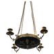 Pendant in brass with two light sockets and four candle holders, Empire style