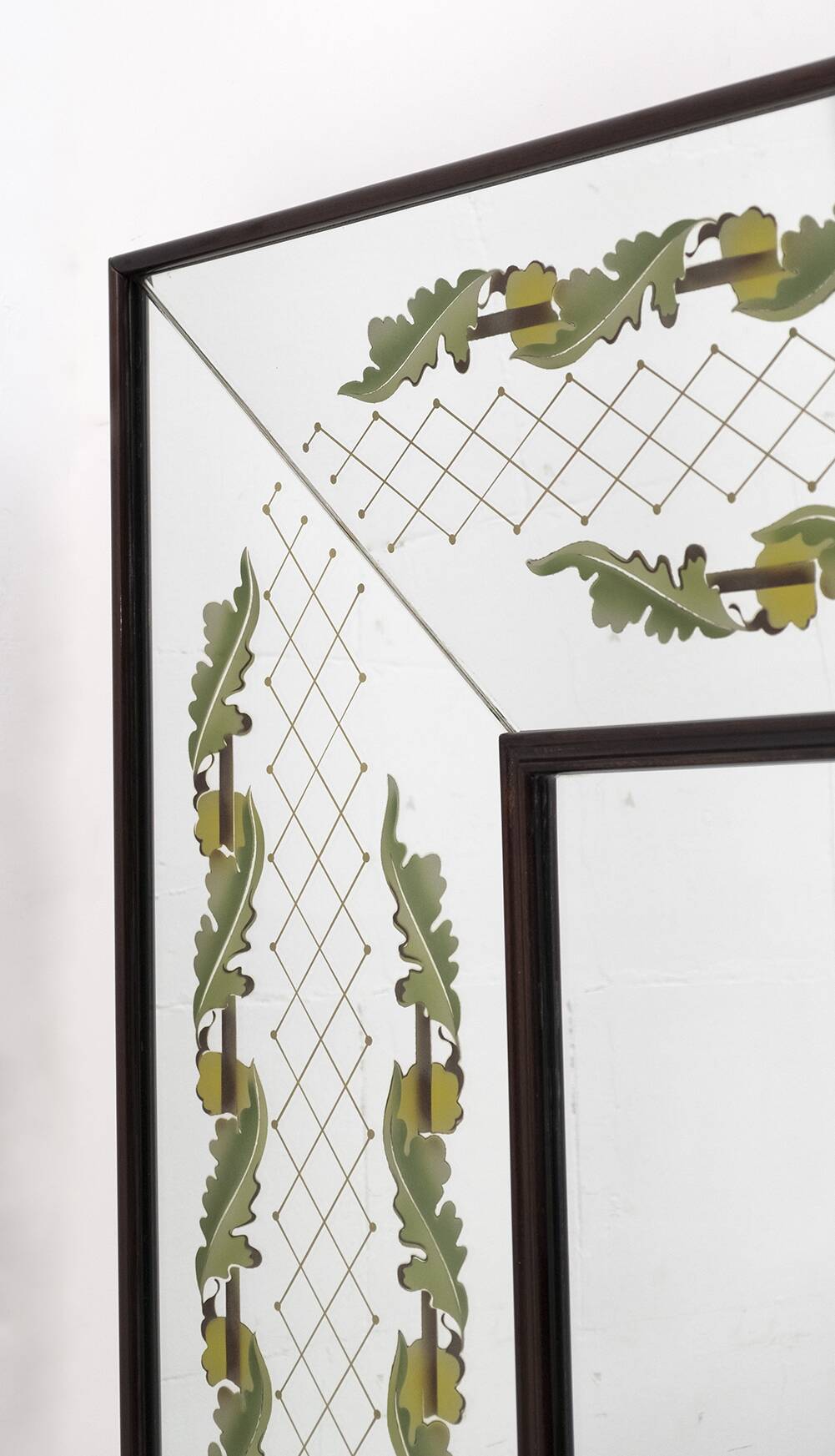 Luigi Brusotti Mid-Century Modern Italian Decorated Mirror, 1940s