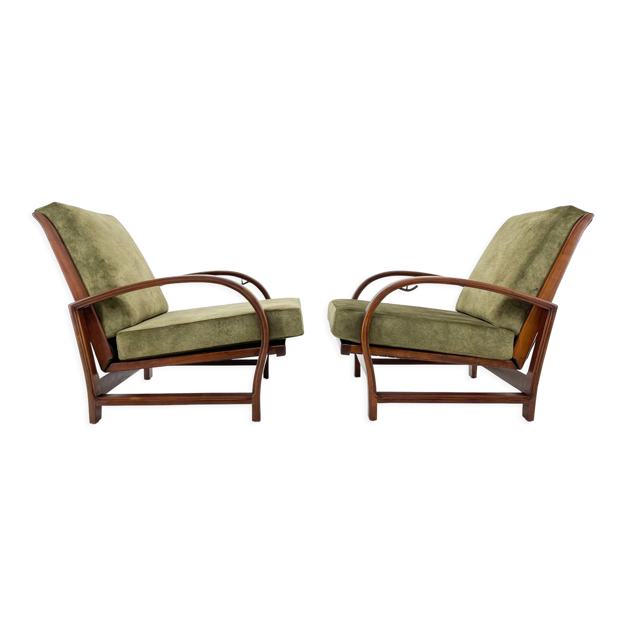 Pair of art deco adjustable armchairs 1930's