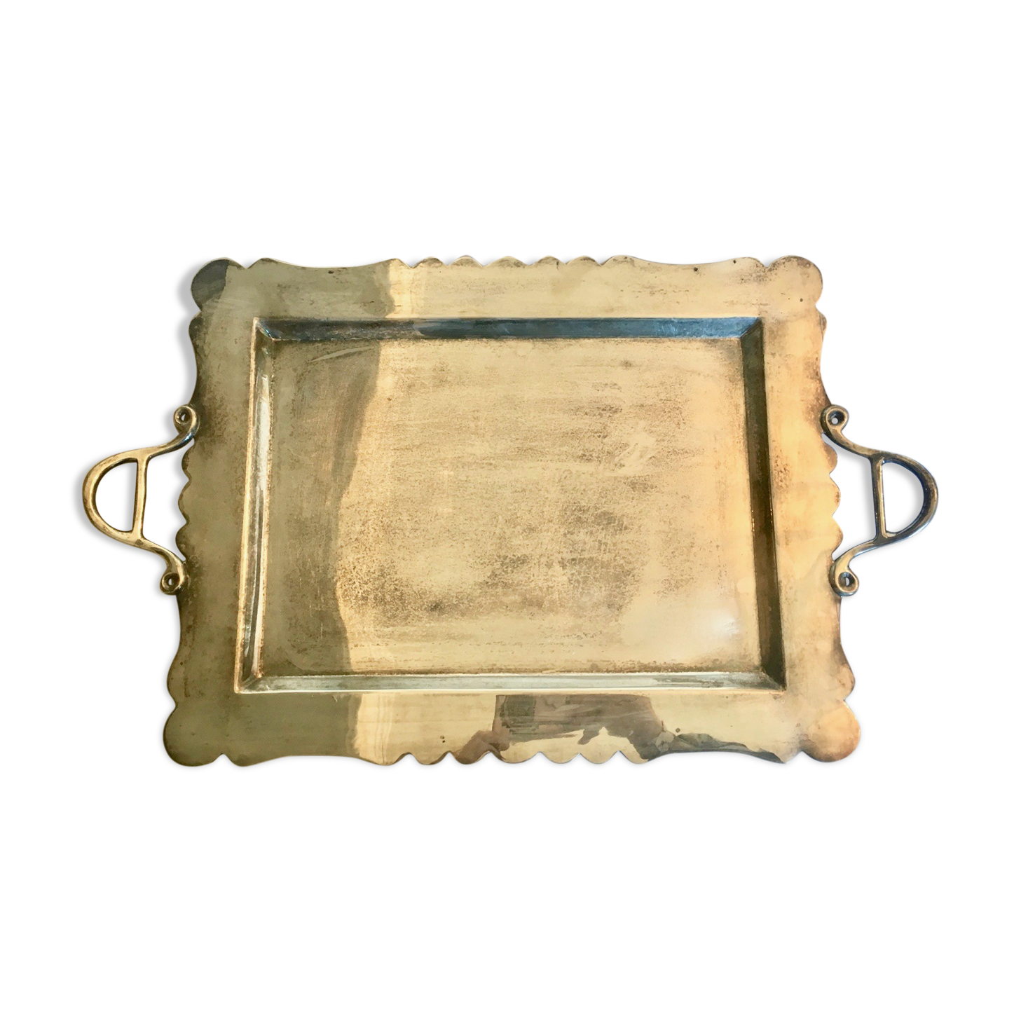 Old silver metal serving tray