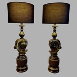 Ensemble de régence hollywoodienne grote tafellampen, design Paardenhoofd, Deknudt