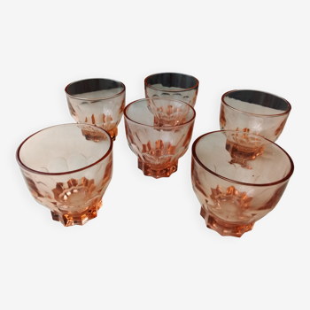 Lot de 6 verres de table en verre années 40 50