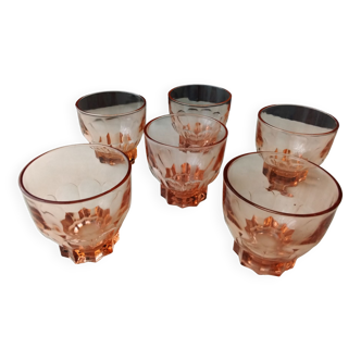 Lot de 6 verres de table en verre années 40 50