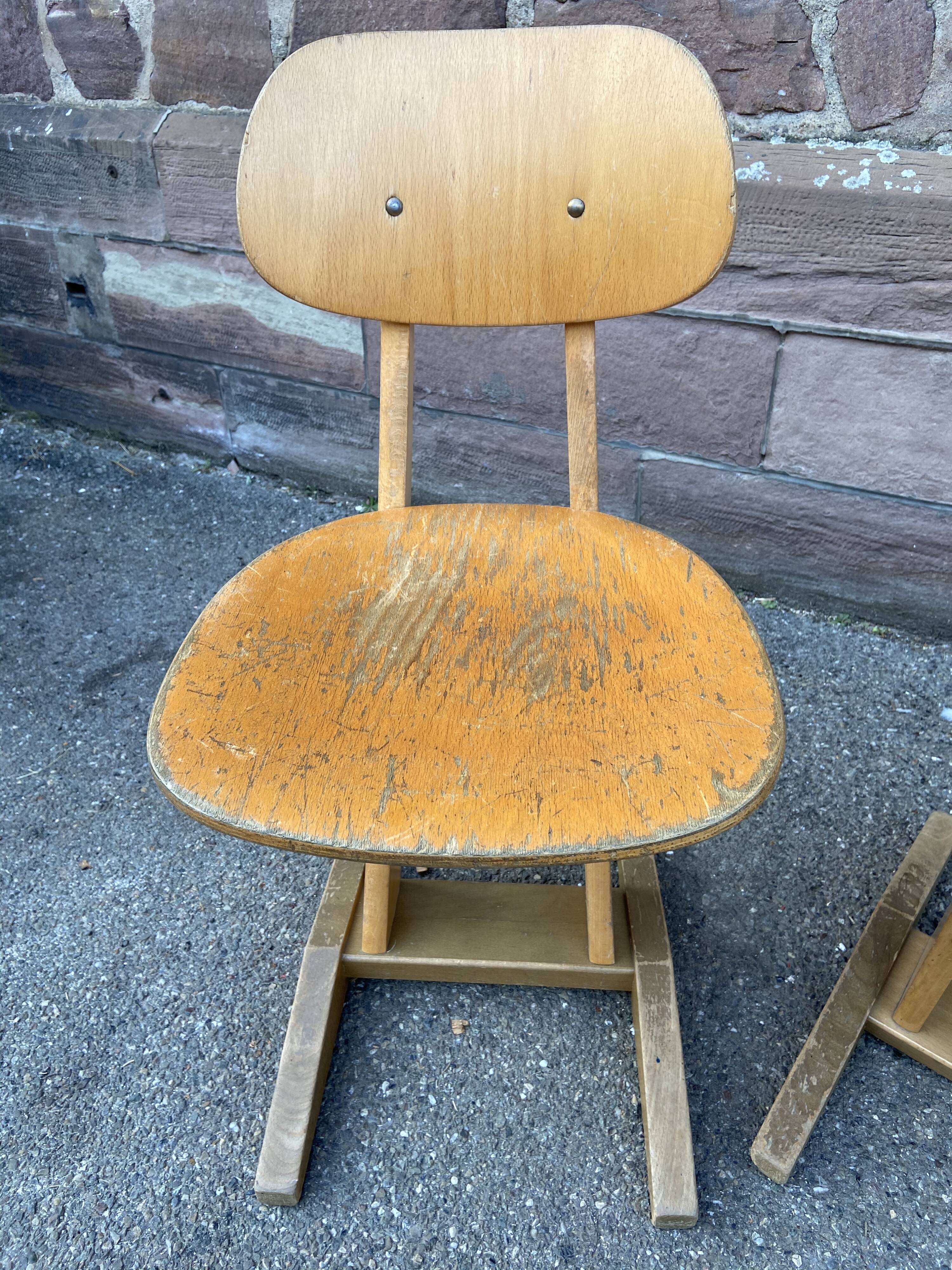 Pair of Casala vintage 1960 mid-century design adult school chairs