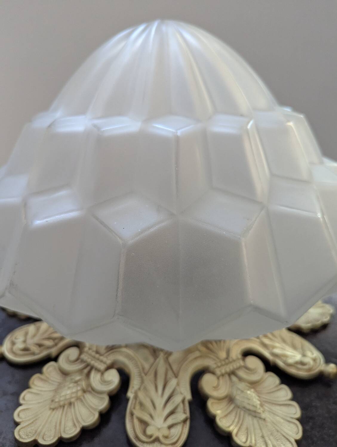Art Nouveau ceiling light, table lamp in pressed-molded glass