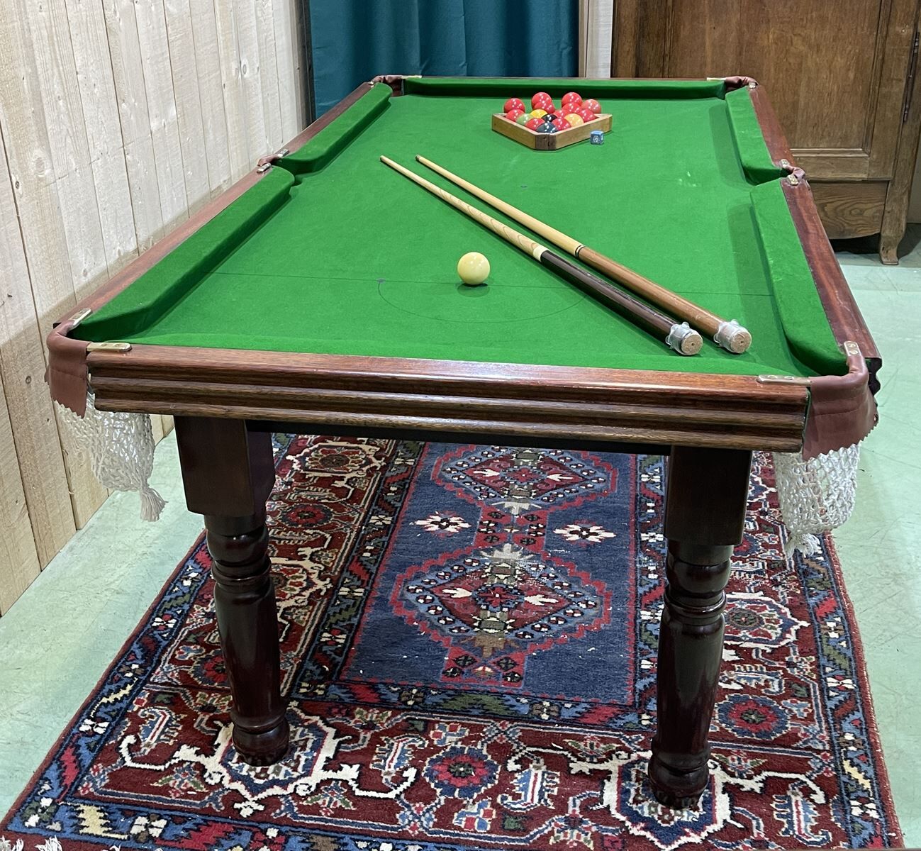 English billiards of the 1950s in mahogany