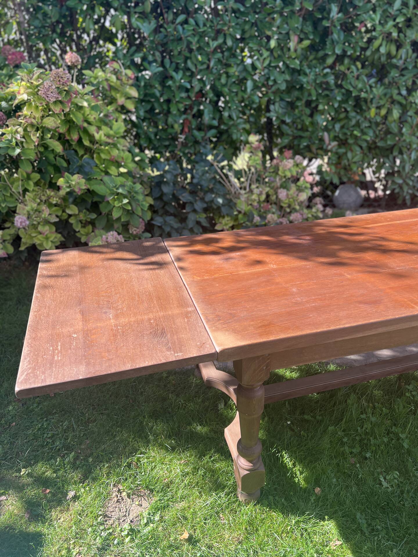 Solid oak farmhouse table with extensions