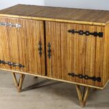 Vintage woven rattan sideboard - 1960