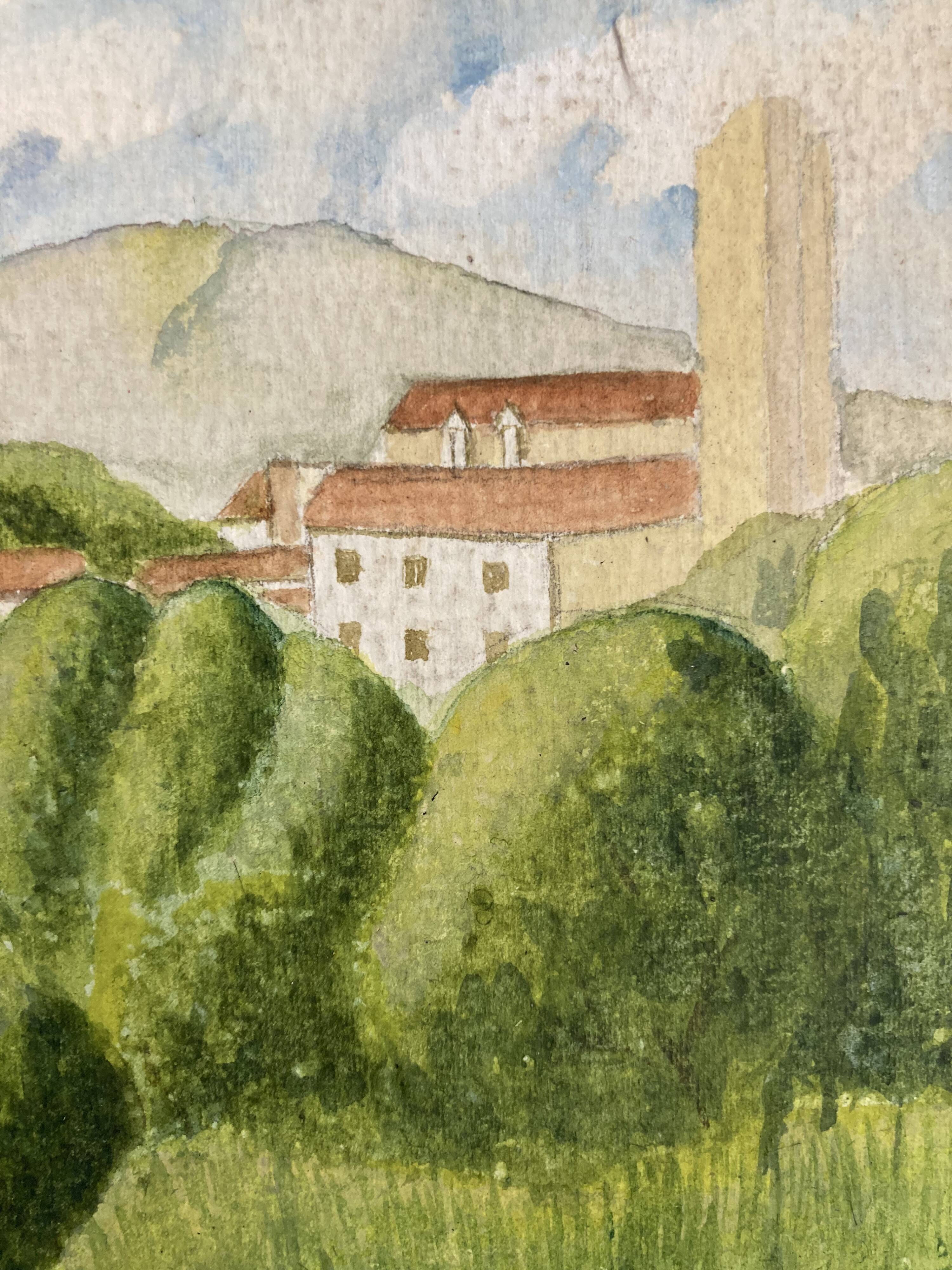 Watercolor seaside landscape recto/verso