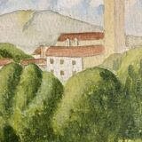 Watercolor seaside landscape recto/verso