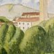Watercolor seaside landscape recto/verso
