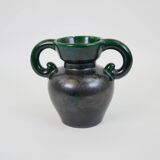 Black and green ceramic vase