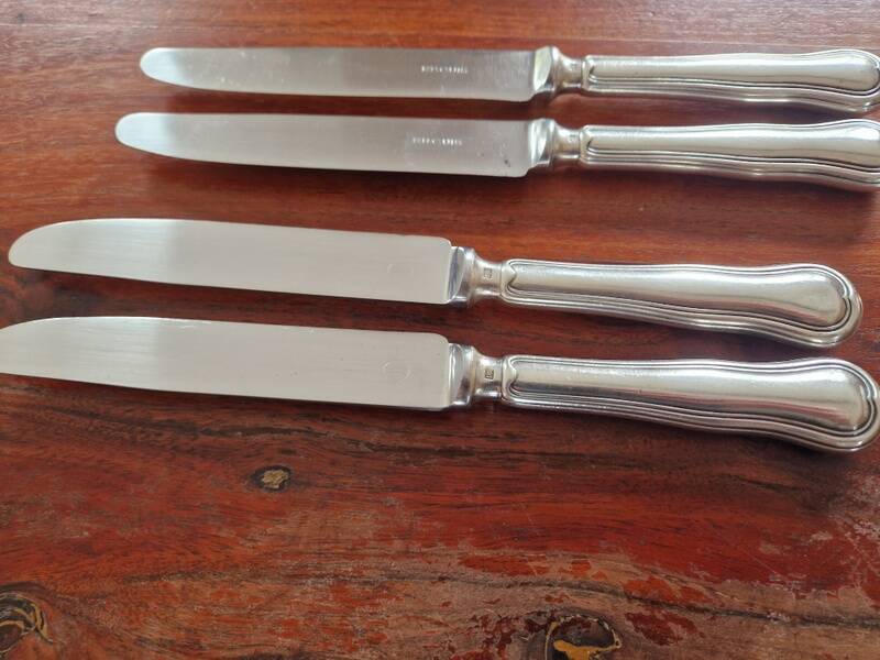 Ercuis - Set of 4 table knives model Chinon with metal outline.