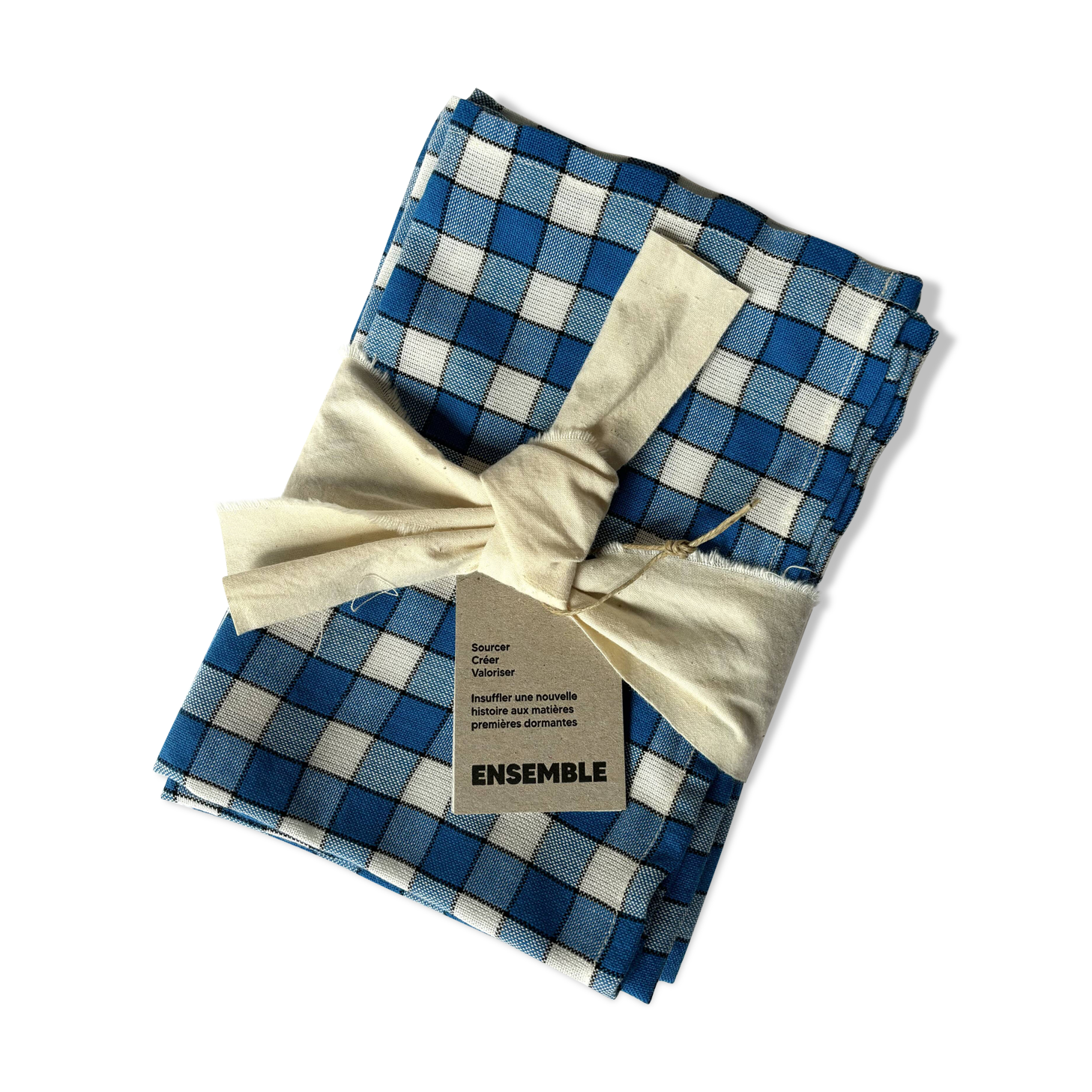 Serviette de table bistrot, carreaux bleus