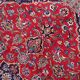 Antique Kashan wool rug, medallion & allover floral, crimson & navy, c. 1920s — 283 × 384 cm — 1C1279