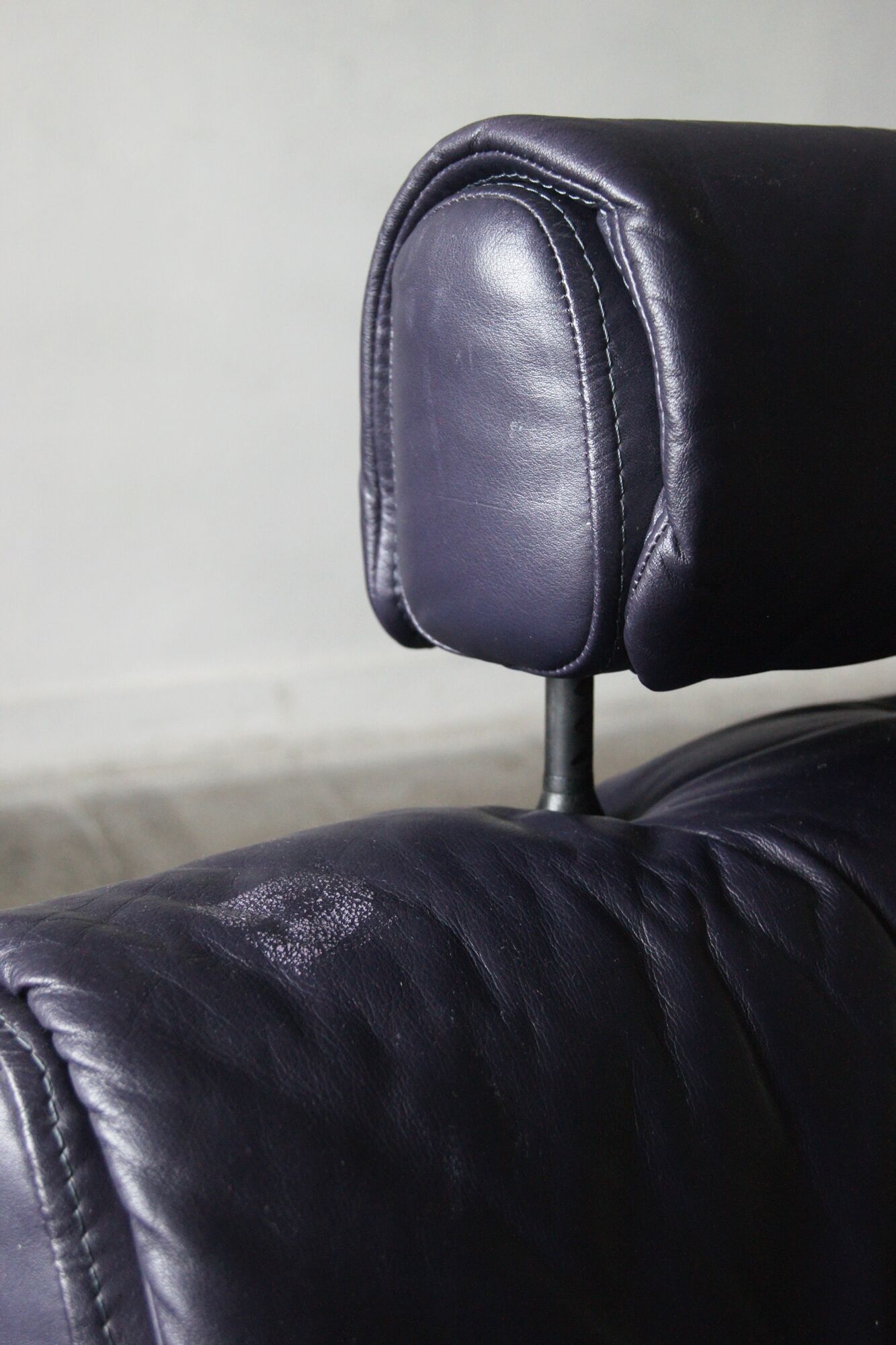 Vintage postmodern leather Italian Memphis lounge armchair