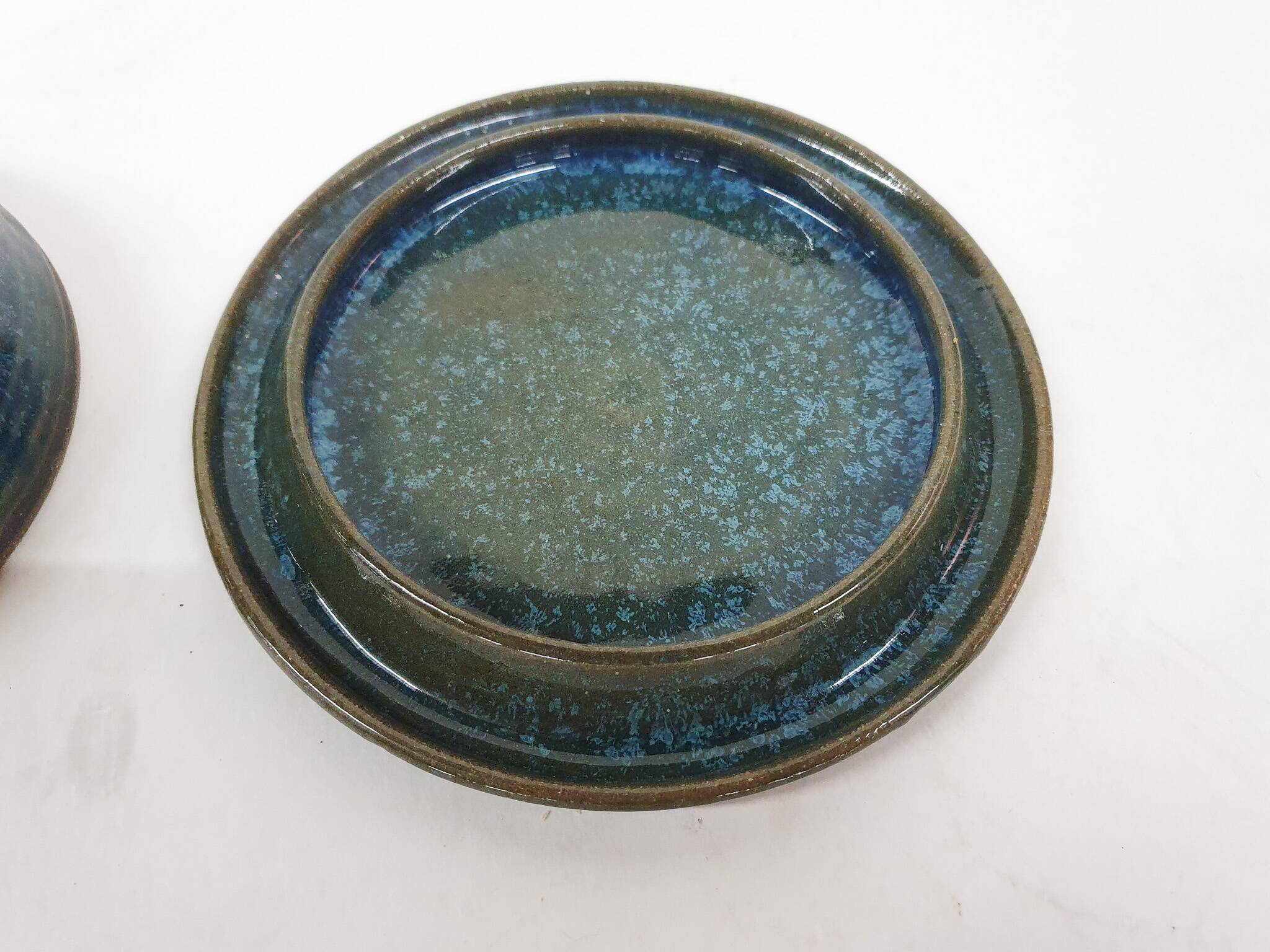 Blue ceramic butter dish, France 1960's