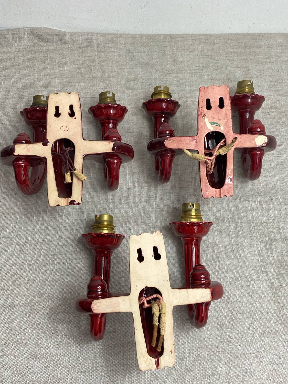 Art Deco ceramic wall lights, adjustable arms