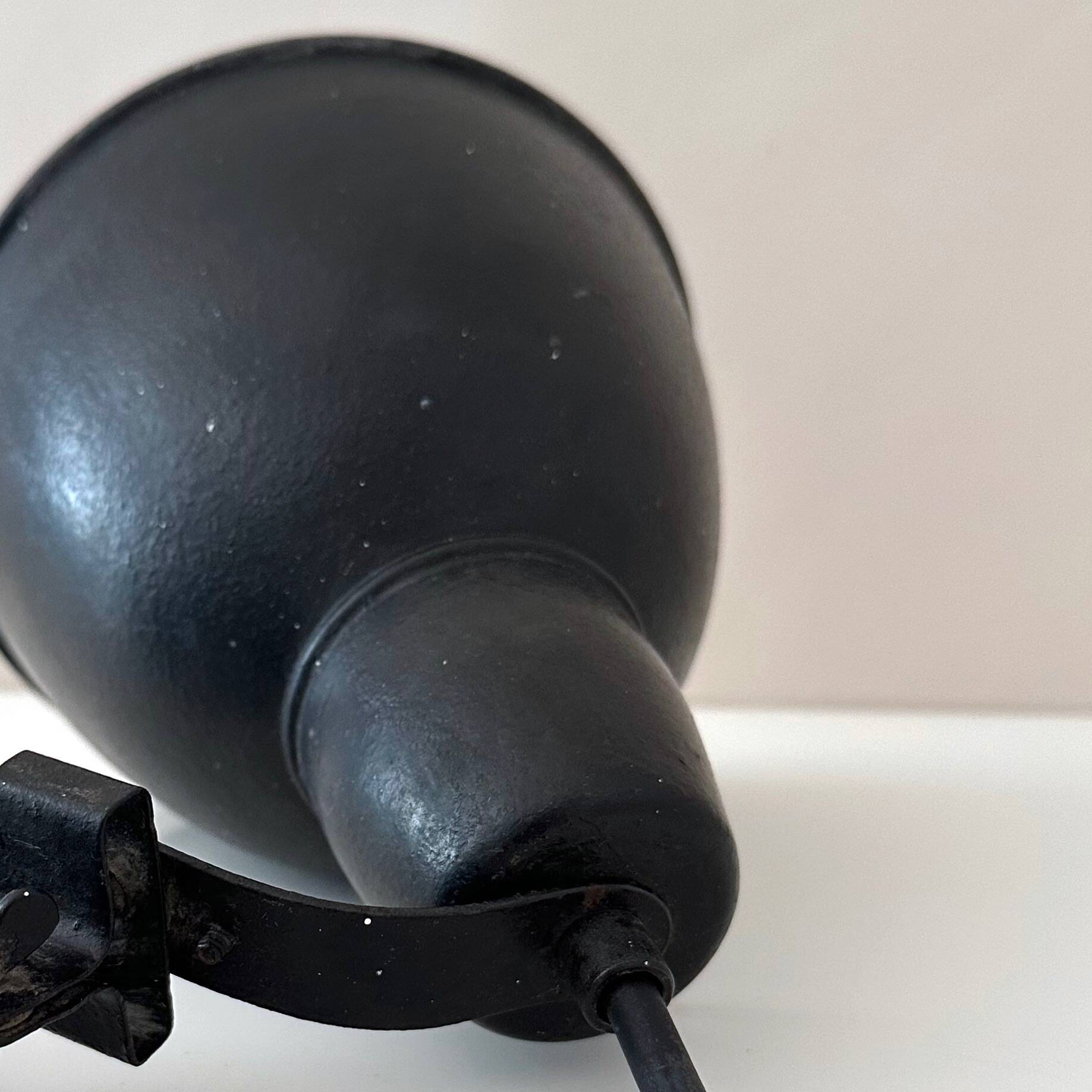 Vintage wall lamp gdr, architect lamp, work lamp metal black, industrial design