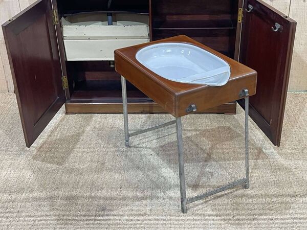 Meuble de toilette de cabine de bateau en acajou des années 30