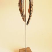 Glazed Terracotta Sculpture Signed - Abstract Art - Blue Amber