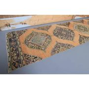 Vintage Turkish Oushak Handmade Wool Cotton Orange Runner Rug 90x373