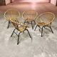Set of 04 adult basket chairs in wicker rattan from the 1950s/60s vintage.