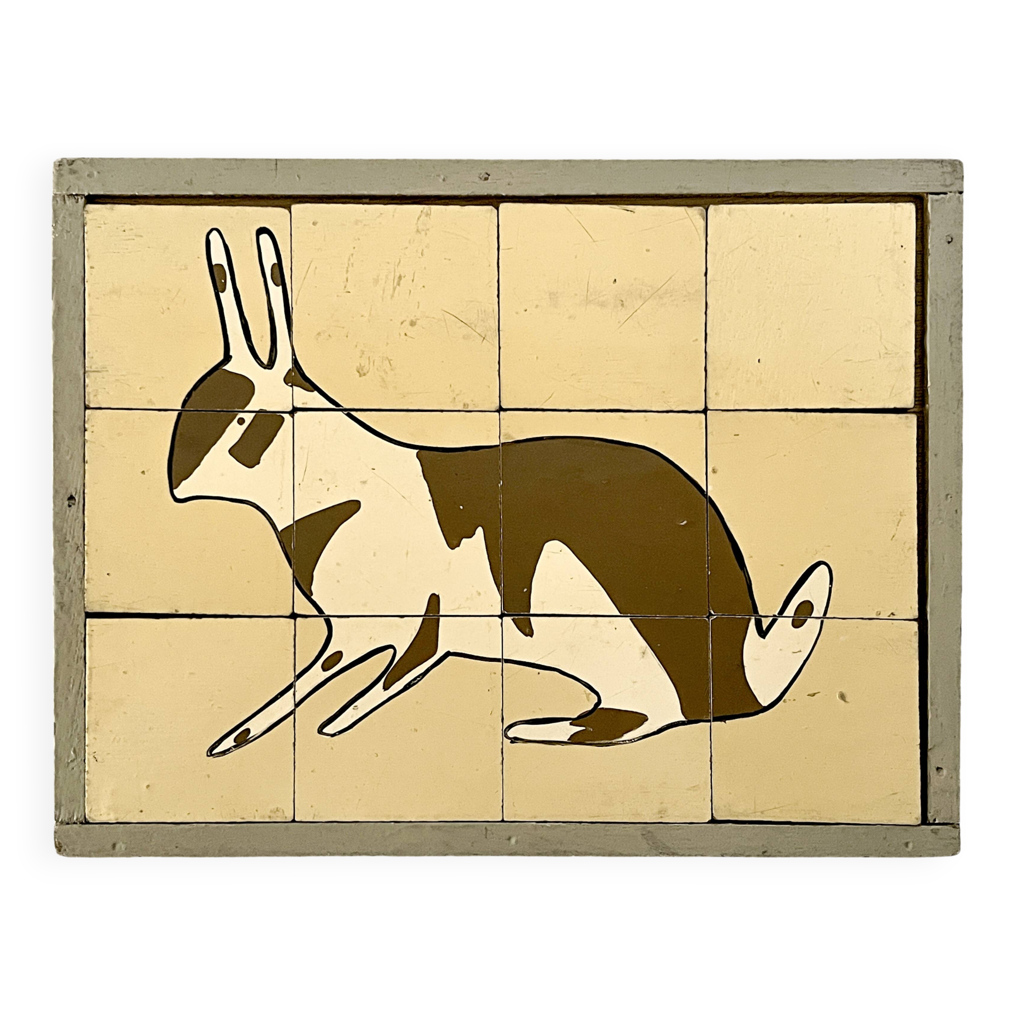 Wooden puzzle frame from the 1930s/40s depicting a rabbit