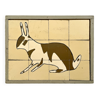 Cadre puzzle en bois des années 30/40 représentant un lapin