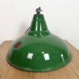 Industrial British Green Enamel Factory Pendant Lamp, 1960s