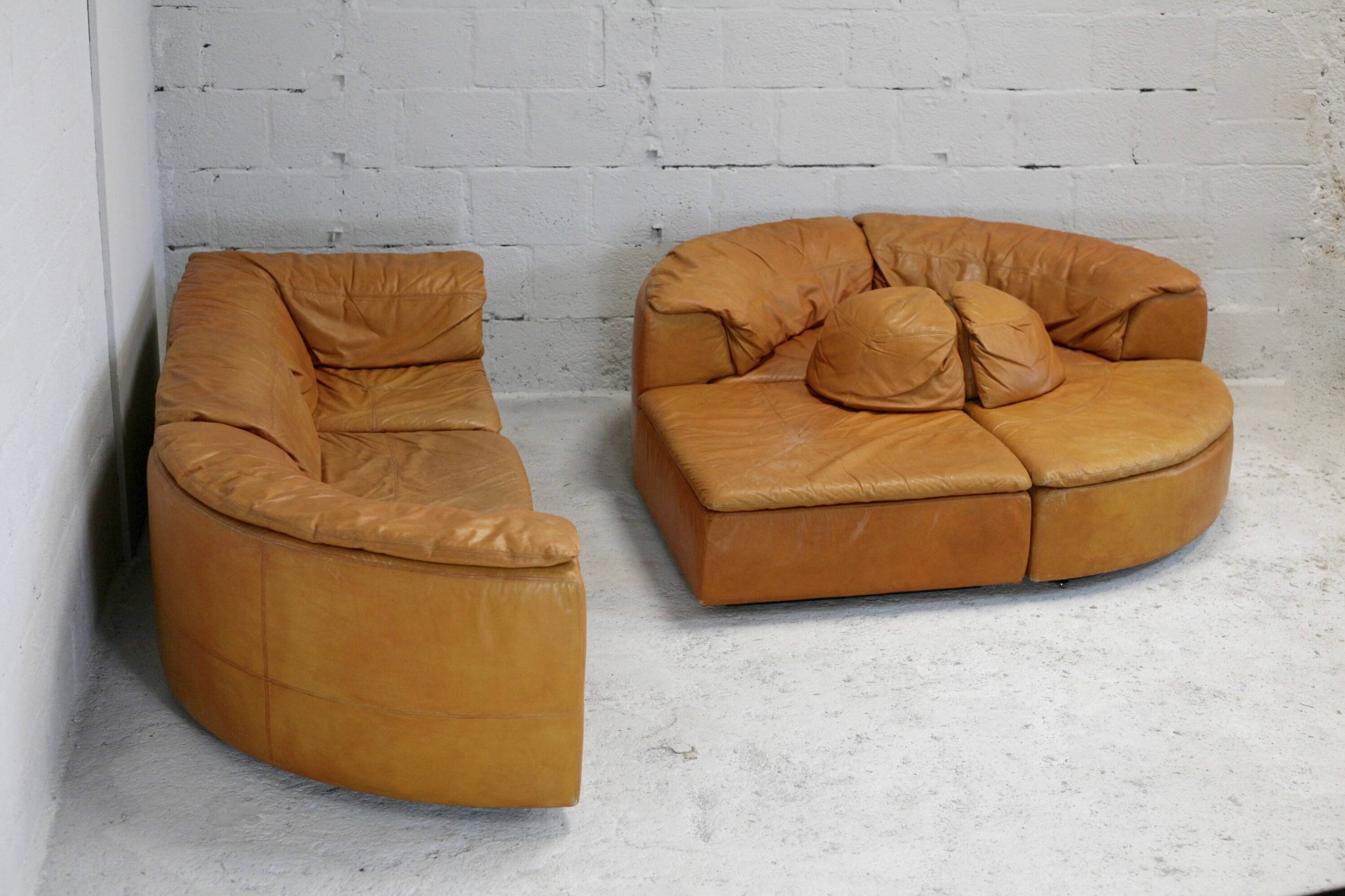 Leather modular sofa, 7 elements, 70s