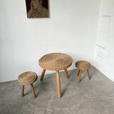 Paire de tabourets et table basse