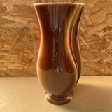 Antique verceram ceramic vase brown red beige vintage