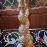 Decanter/bottle in molded glass d'empoli amber yellow color