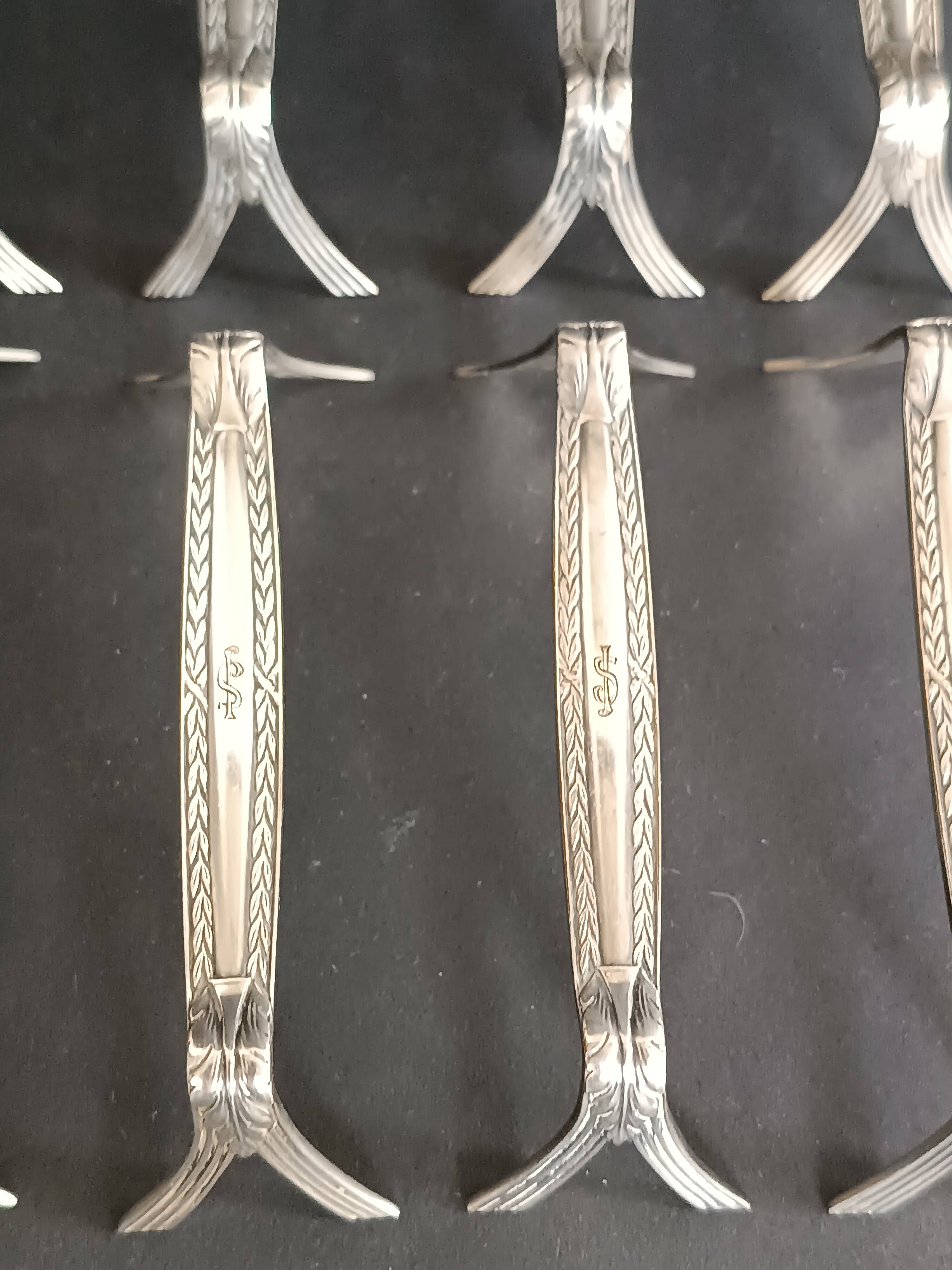 WMF, eight silver-plated knife rests, palmette decoration 1880
