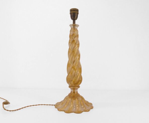 Pied de lampe Murano à fût colonne torsadée 1960