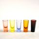 Set of 5 Art Deco 1920s shooter glasses in coloured and uranium glass - ouraline.