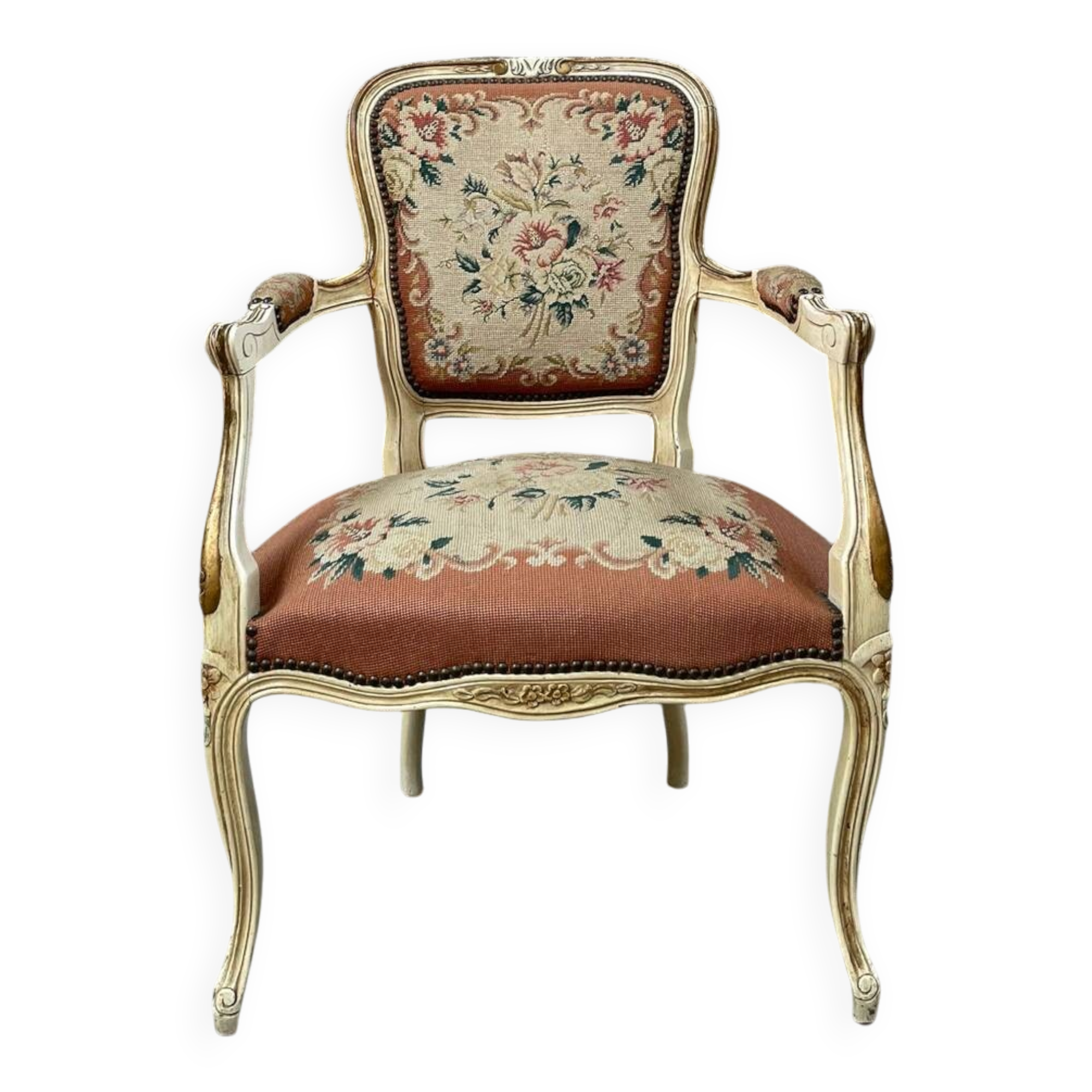 French Armchair with Floral Tapestry