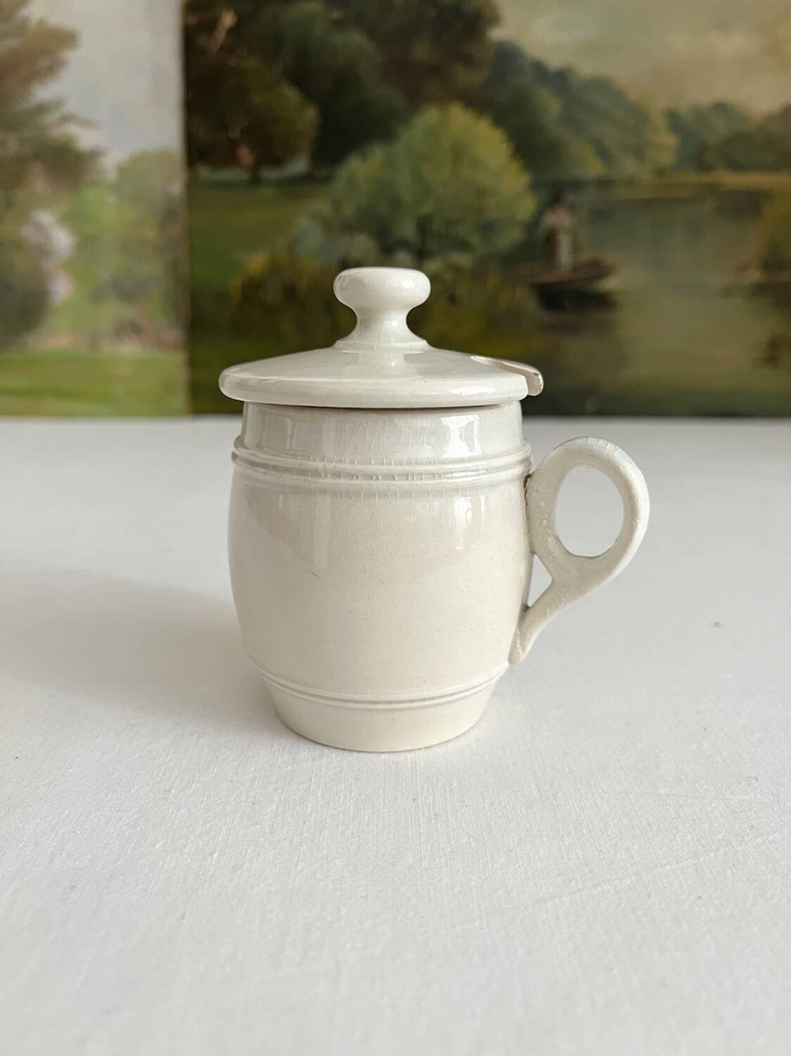 Antique ironstone mustard pot KG Lunéville