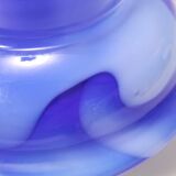 White and Blue Cased Murano Glass Vase "Wave" by Carlo Moretti, Italy