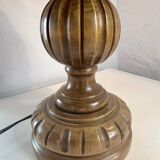 Turned wood lamp and macramé lampshade
